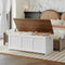 HOOBRO Storage Bench with Lift-Top Storage Chest, 100 cm Retro Wooden Toy Box Organizer, White & Walnut