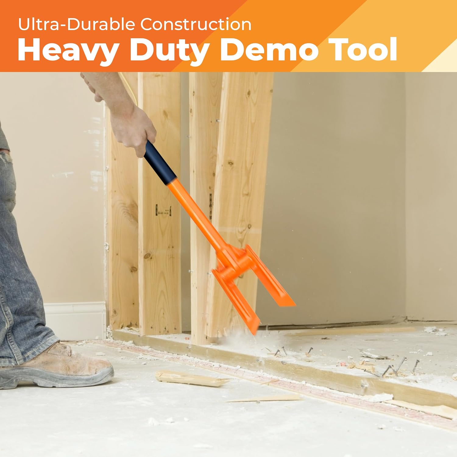 GUTSTER 48” Round Handle Demolition Bar – Versatile Wrecking Tool 
