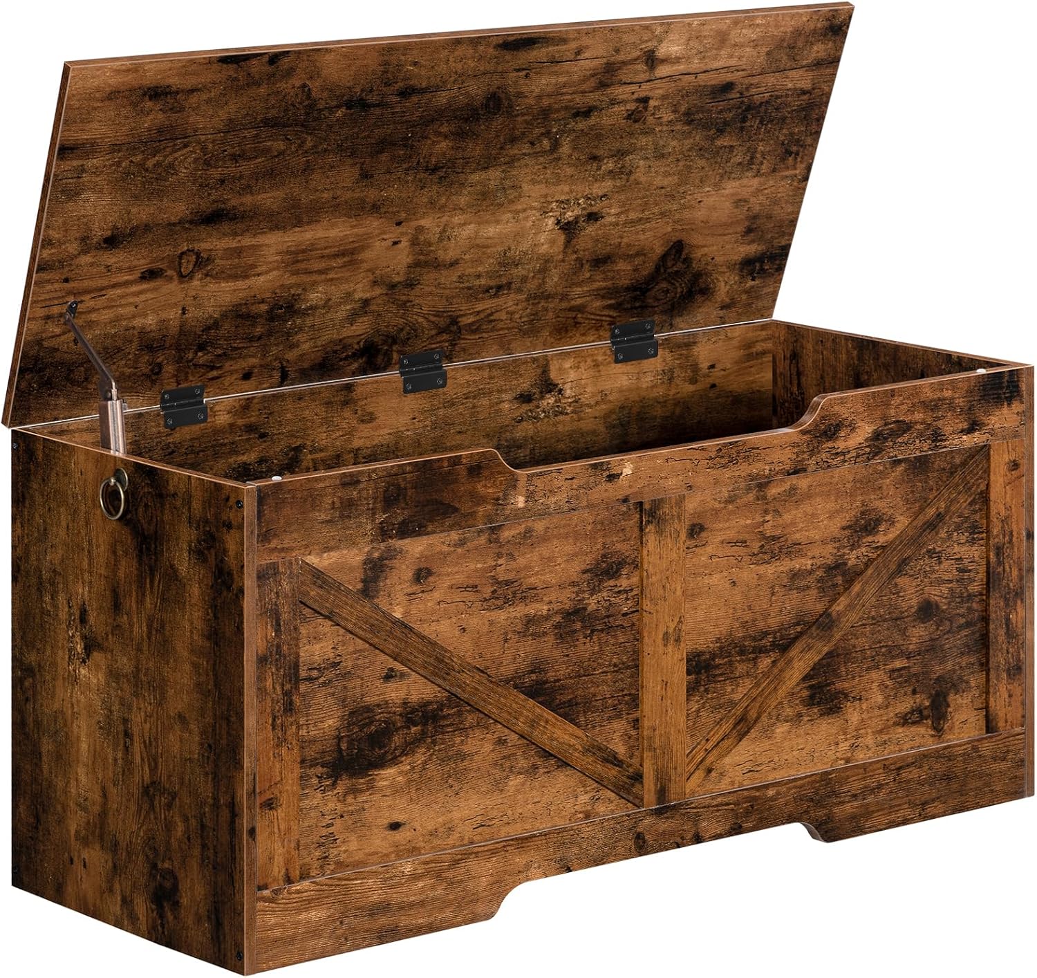HOOBRO Storage Chest 100 cm Toy Box Organizer, Wooden Storage Bench with Safety Hinge, Rustic Brown BF771CW01G1