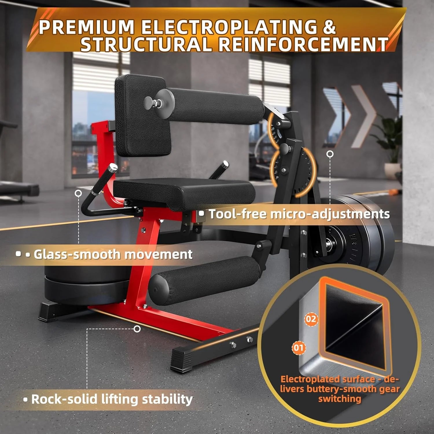 YODOLLA Leg Extension & Curl Machine – Adjustable Lower Body Workout Trainer with Steel Frame (Black/Red)