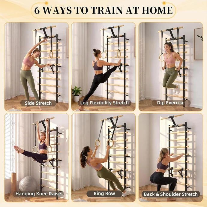 AECOJOY Wall Mounted Swedish Ladder with Pull-Up Bar