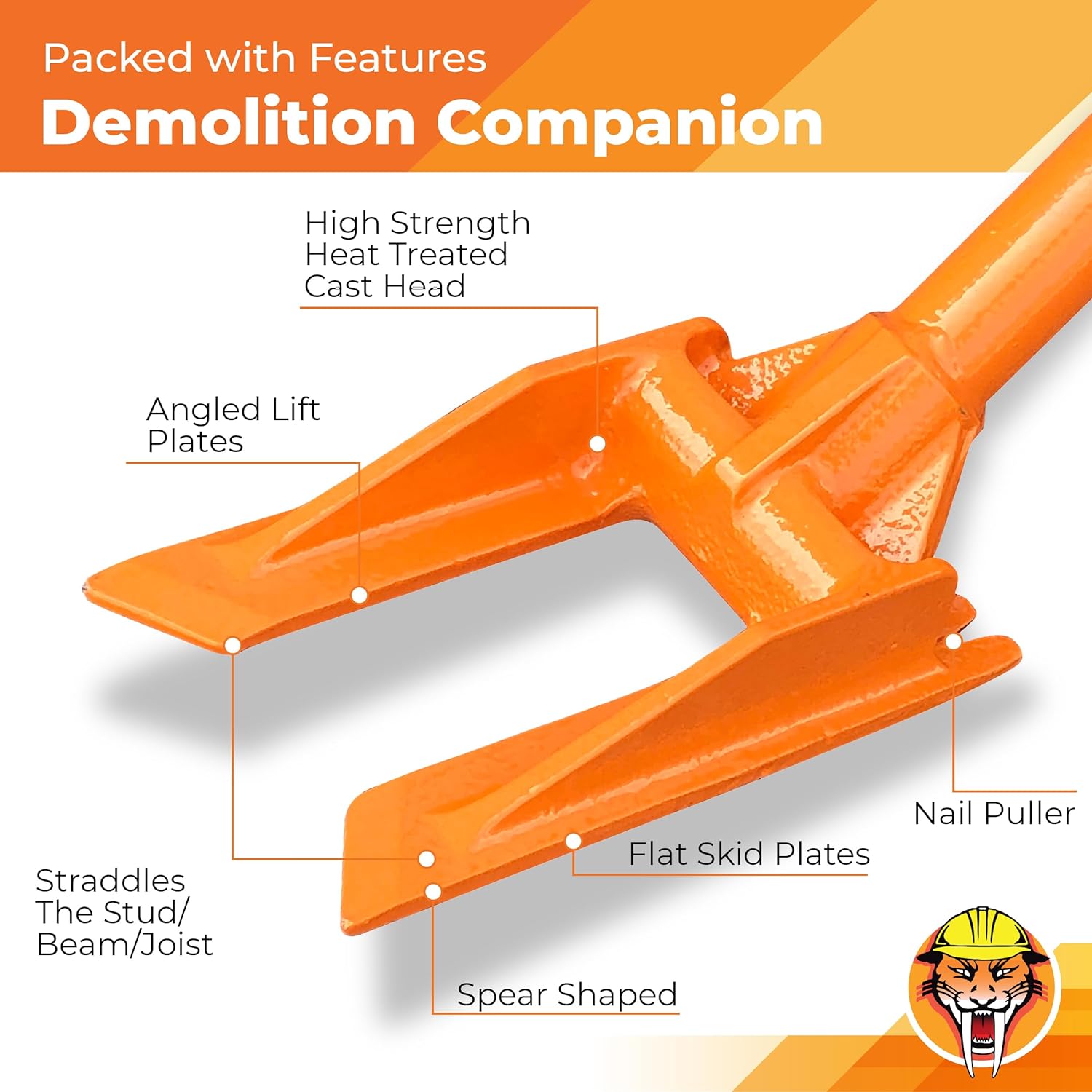 GUTSTER 48” Round Handle Demolition Bar – Versatile Wrecking Tool 