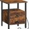 HOOBRO End Table with Charging Station, Nightstand with 2 Drawers, USB Ports & Power Outlets, Bedside Table for Bedroom & Living Room, Rustic Brown BF43UBZ01