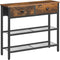 HOOBRO 75 cm Narrow Console Table with 2 Fabric Drawers, 3-Tier Entryway Storage Table, Rustic Brown & Black