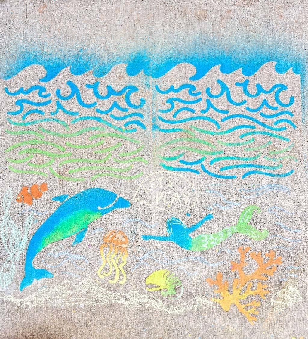 Sidewalk Stencils & Chalk - Under-the-Sea 