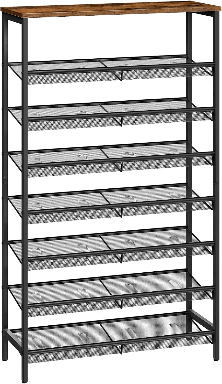 HOOBRO 8-Tier Shoe Rack, Large Capacity Shoe Storage Organizer for 21-28 Pairs, Industrial Metal Shoe Shelf, BF18XJ01