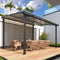 Yodolla 12' x 10' Wall Mounted Hardtop Pergola Gazebo with Weather Resistant Roof – Dark Grey