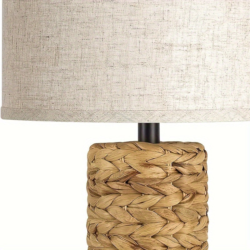 Set of 2 Rustic Touch Table Lamps for Bedroom 3 Way Dimmable Modern Farmhouse Nightstand Lamps for Living Room Coastal Sea Grass Bedside Lamps with 2 USB Ports and 1 AC Outlet, 2700K LED Bulbs Included 