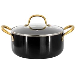 Gibson Home Ellsworth 5 Quart Nonstick Aluminum Dutch Oven with Lid in Black and Gold - Free Shipping