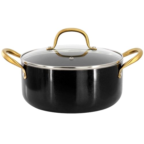 Gibson Home Ellsworth 5 Quart Nonstick Aluminum Dutch Oven with Lid in Black and Gold - Free Shipping