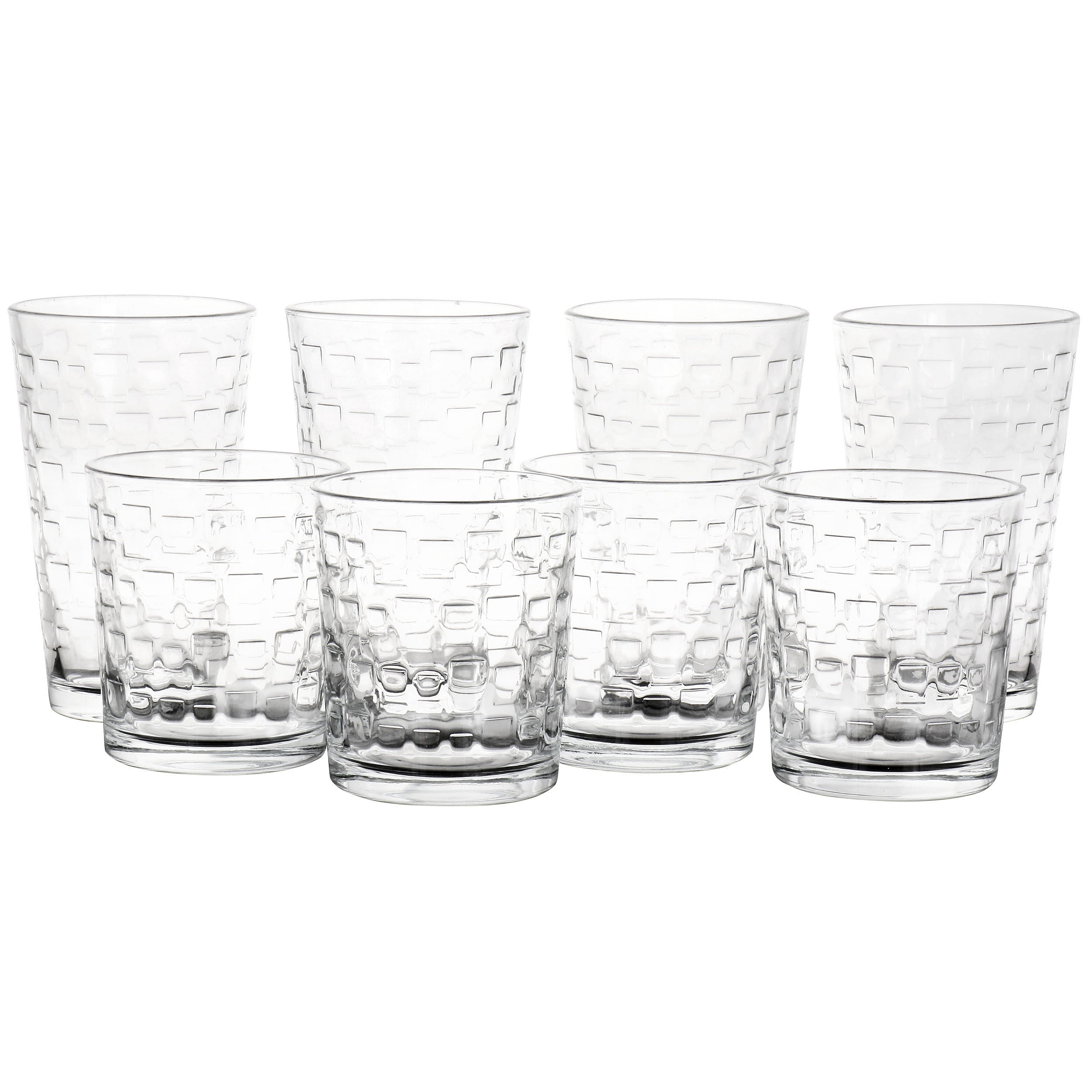Gibson Home Canton 16 Piece Embossed Square Glassware Tumbler Set - Free Shipping 