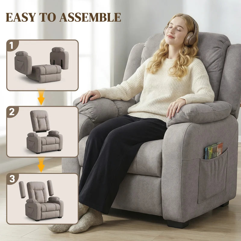 Massage Recliner Chair with Quiet Brushless Motor Pet-Friendly Fabric Power Recliner with 2 Memory Positions Brown