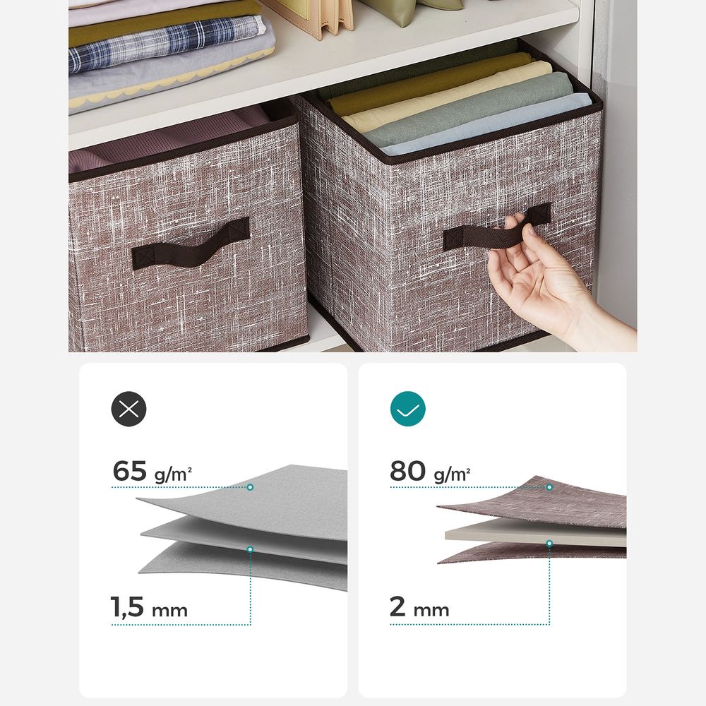 SONGMICS Non-Woven Fabric Storage Cubes with Double Handles 