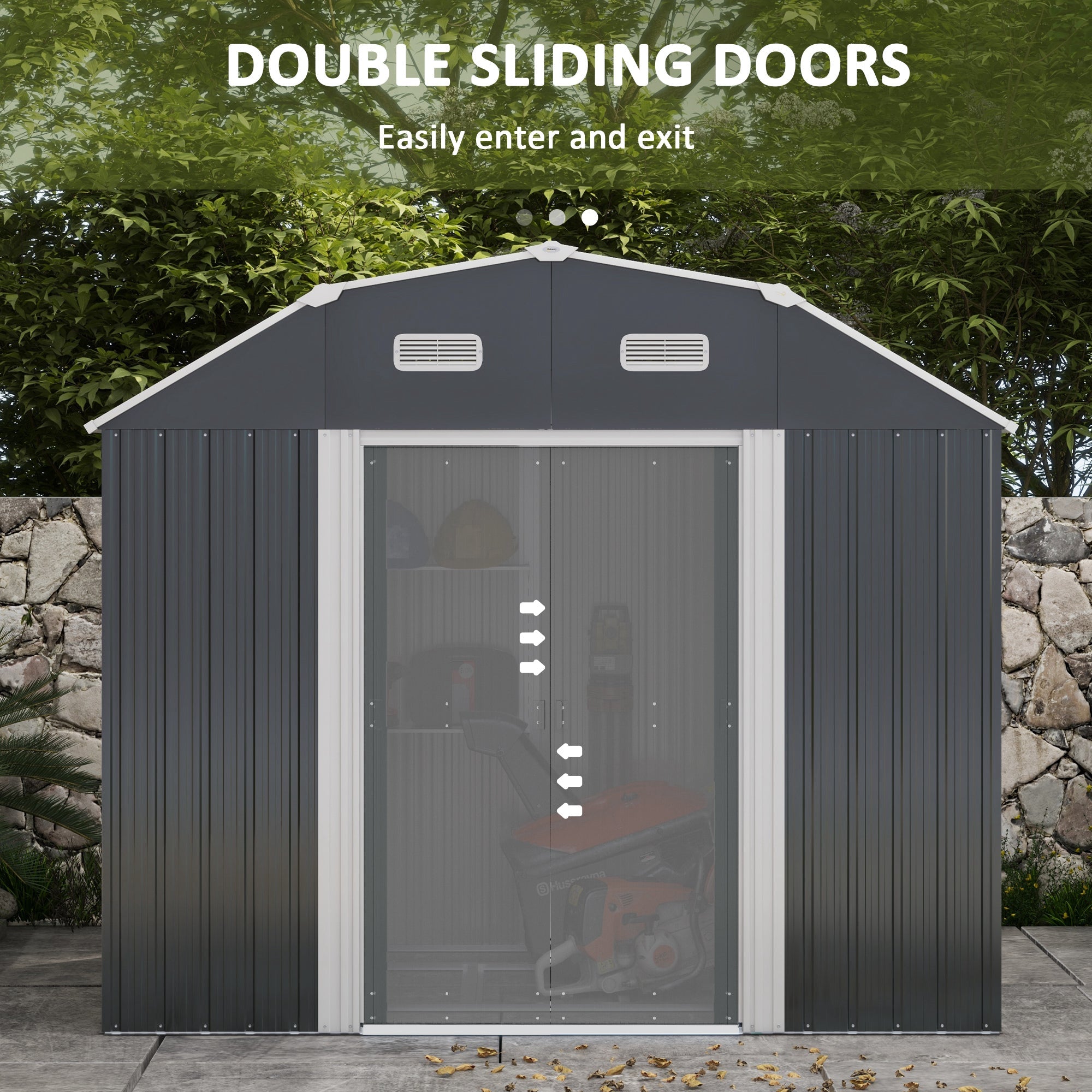 Outsunny 8x4' Metal Garden Shed - Galvanized Outdoor Storage with Adjustable Shelves, Double Doors, Vents 