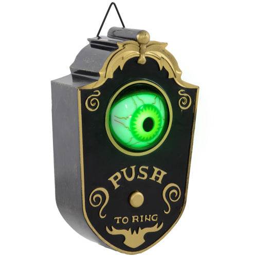 HOMCOM 7.1 Halloween Decoration, Animatronic Doorbell With Simulation Light-up Eyeball, Sound And Motion Activated Animated Prop W  Piercing Doorbell Sound 