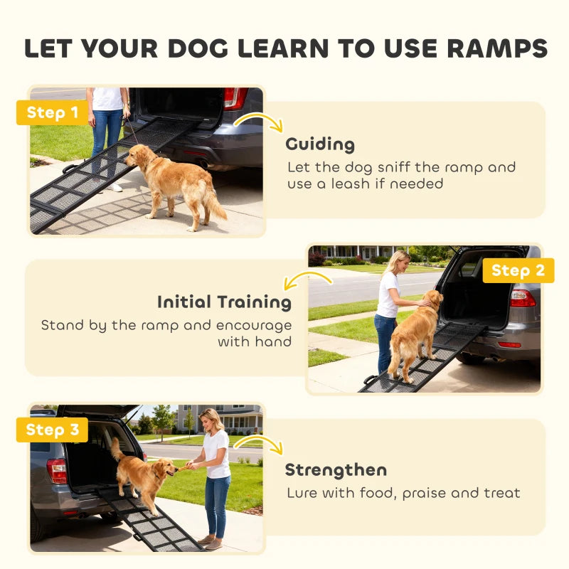 75" Folding & Portable Dog Car Ramp for Large Dogs, Extra Long & Wide, for Car, SUV, Truck, RV, High Bed