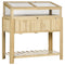 Outsunny Outdoor Raised Garden Bed with Cold Frame Greenhouse Storage Shelf Wooden PVC Elevated Planter Box Natural