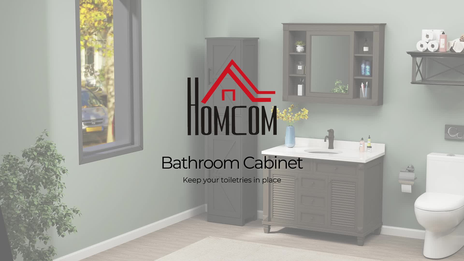 67" Tall Bathroom Storage Cabinet Narrow Bathroom Cabinet Black 