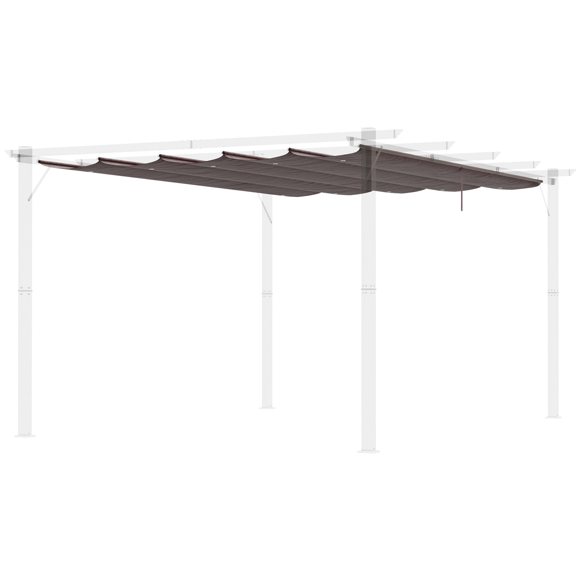 Outsunny Replacement Canopy Cover for 13.1x9.8 Pergola, Coffee - Durable Retractable Pergola Shade 