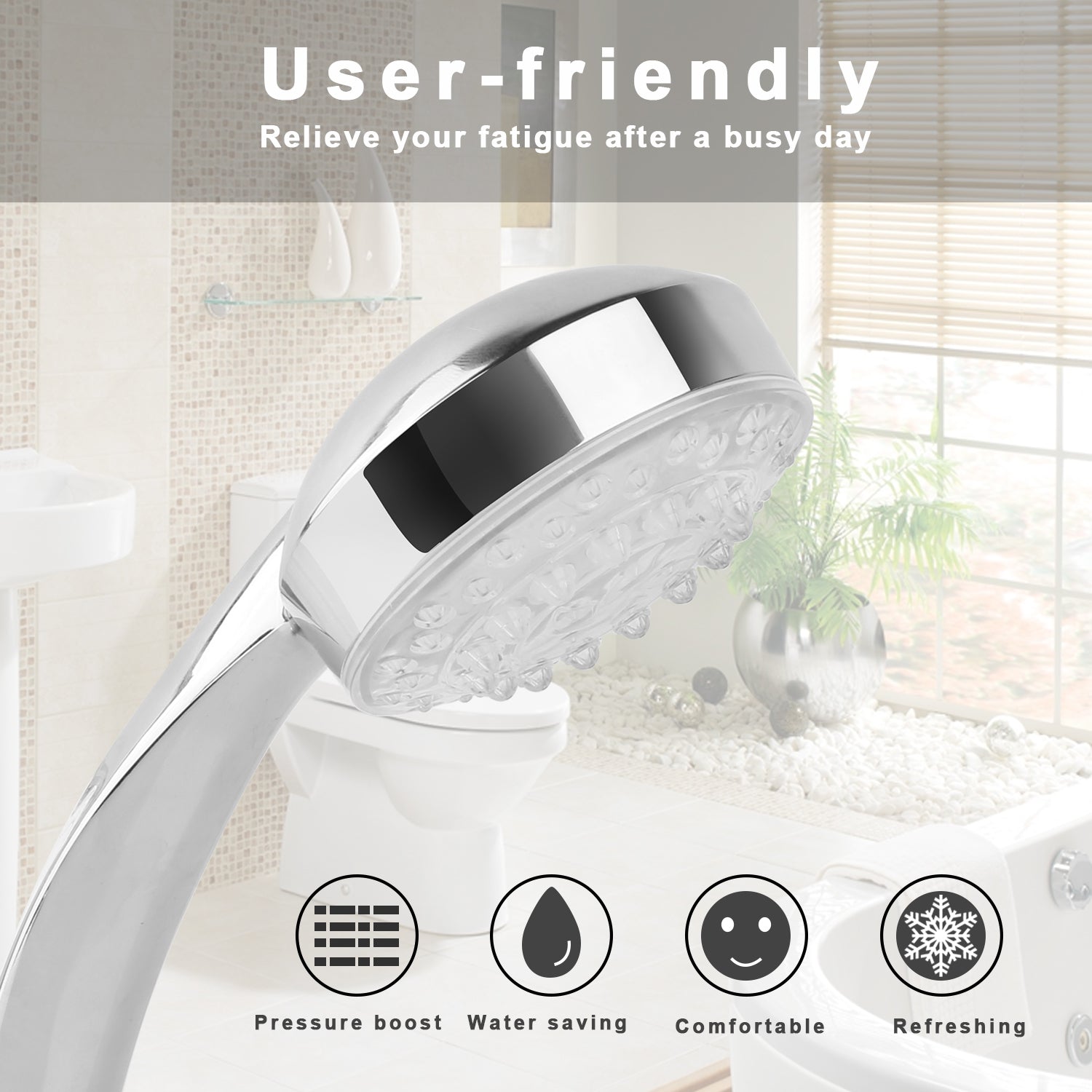 iMounTEK LED Shower Head Handheld Color-Changing Automatically Hydropower without Batteries