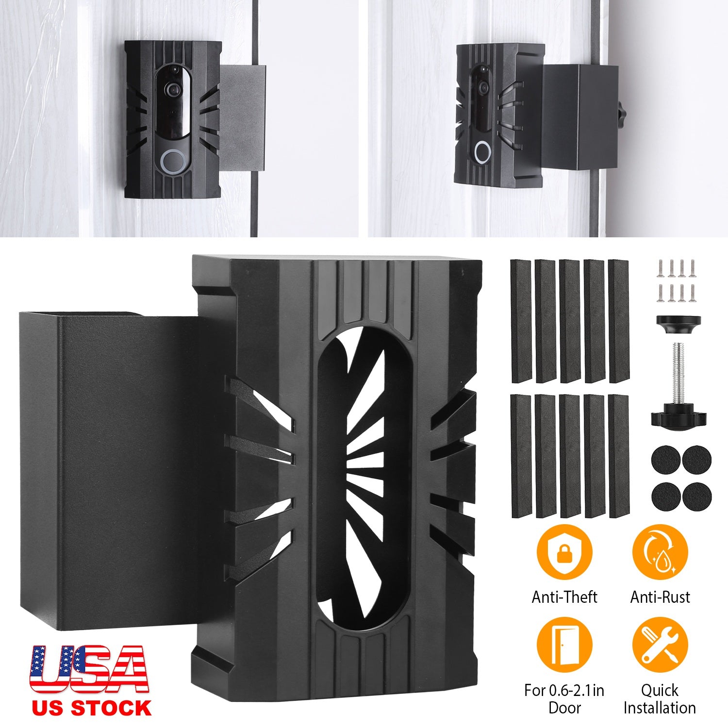 Anti-Theft Video Doorbell Door Mount No-Drill Doorbell Holder Doorbell Mounting Bracket Fit for Most Doorbell Camera Accessories