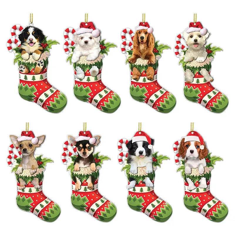 Christmas Stockings Christmas Tree Decorative Socks Dog Pendant Creative Cute 