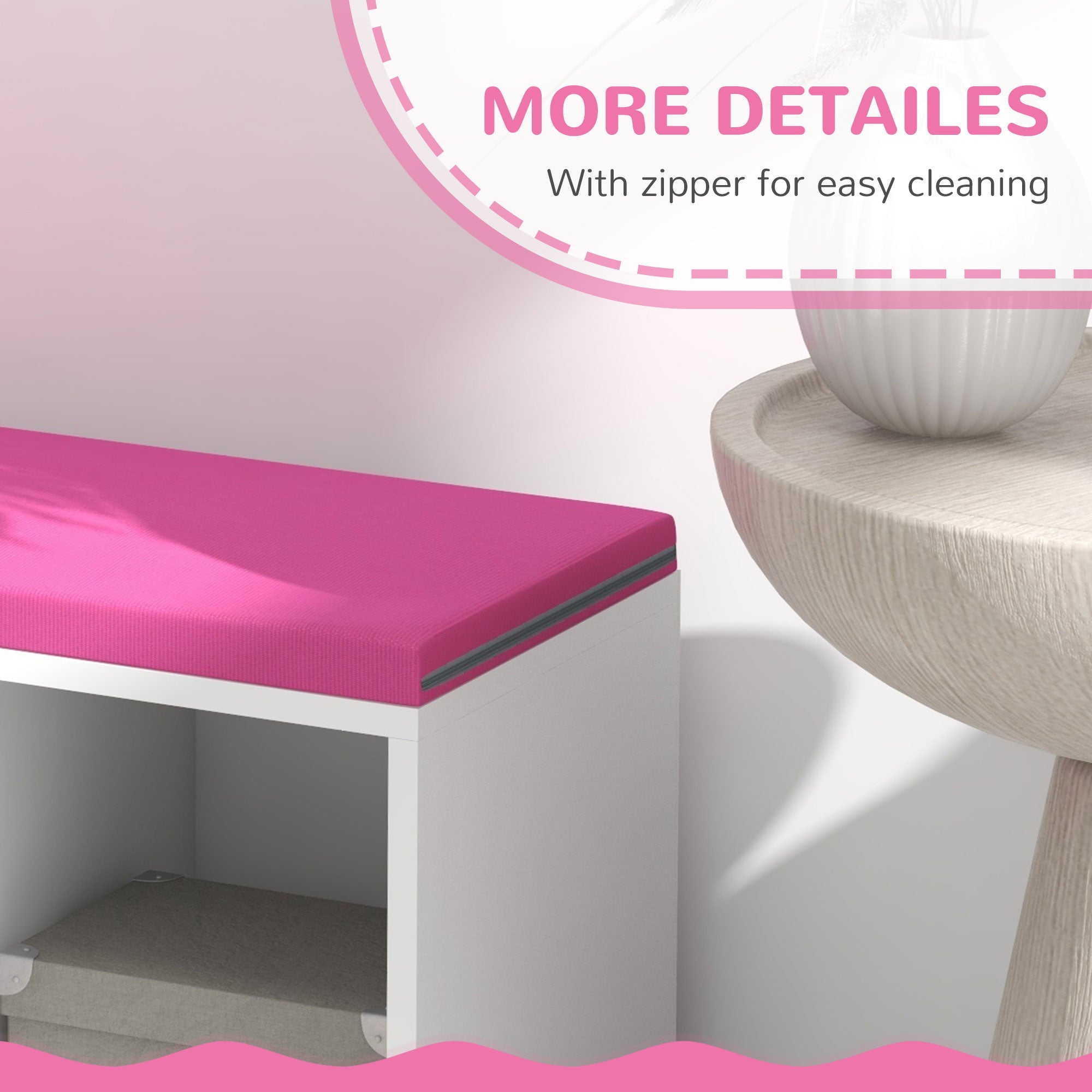 HOMCOM 5-Cube Bookshelf with Reading Nook Cushioned Kids Bookcase Storage Shelves Pink 