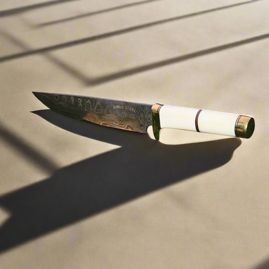 Haruto Bowie Knife - Camel Bone Handle 7.5 inch with Original leather Sheath 