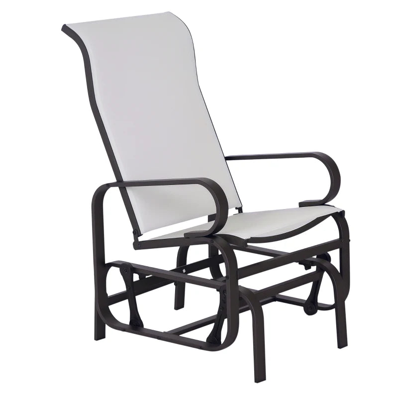 Outdoor Mesh Glider Swing Chair Patio Garden Rocking Gliding Seat Yard Porch Furniture, Brown Beige