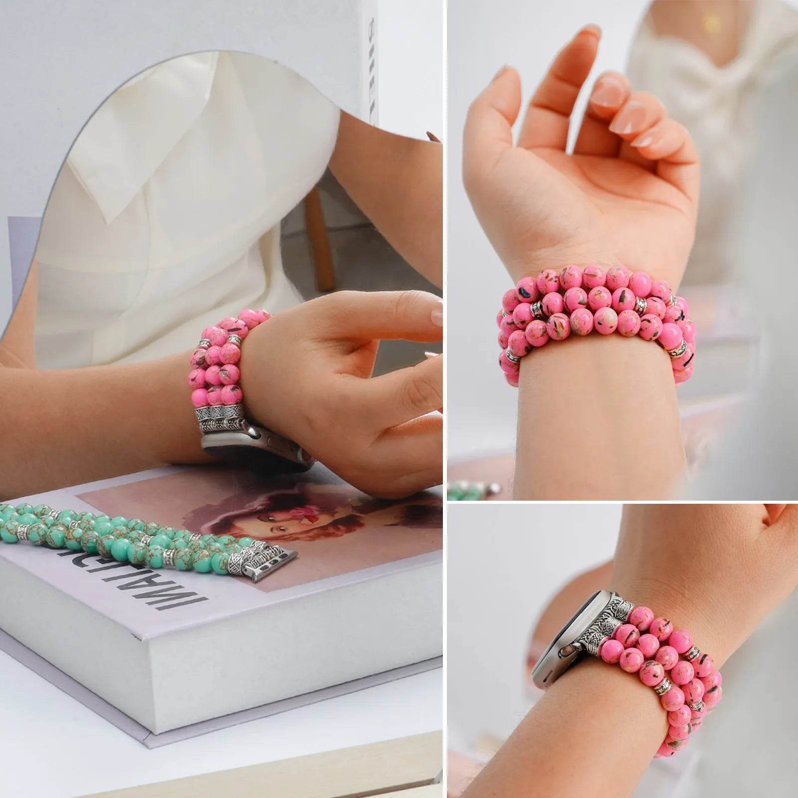 Beaded Bracelet Smart Phone Watch Strap for women 