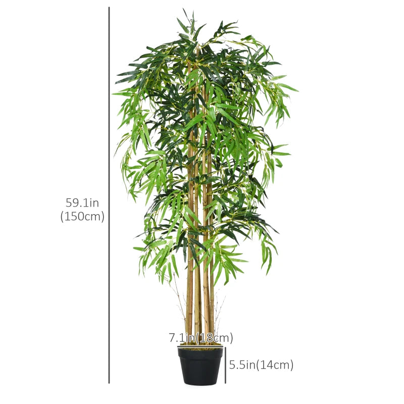 Set of 2 5FT Artificial Tree Bamboo Tree Fake Plants in Pot for Home Office Living Room Decor, Green