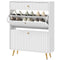 HOMCOM Narrow Shoe Storage Cabinet with Wave-like Panels and Adjustable Shelves for 12 Pairs of Shoes, White