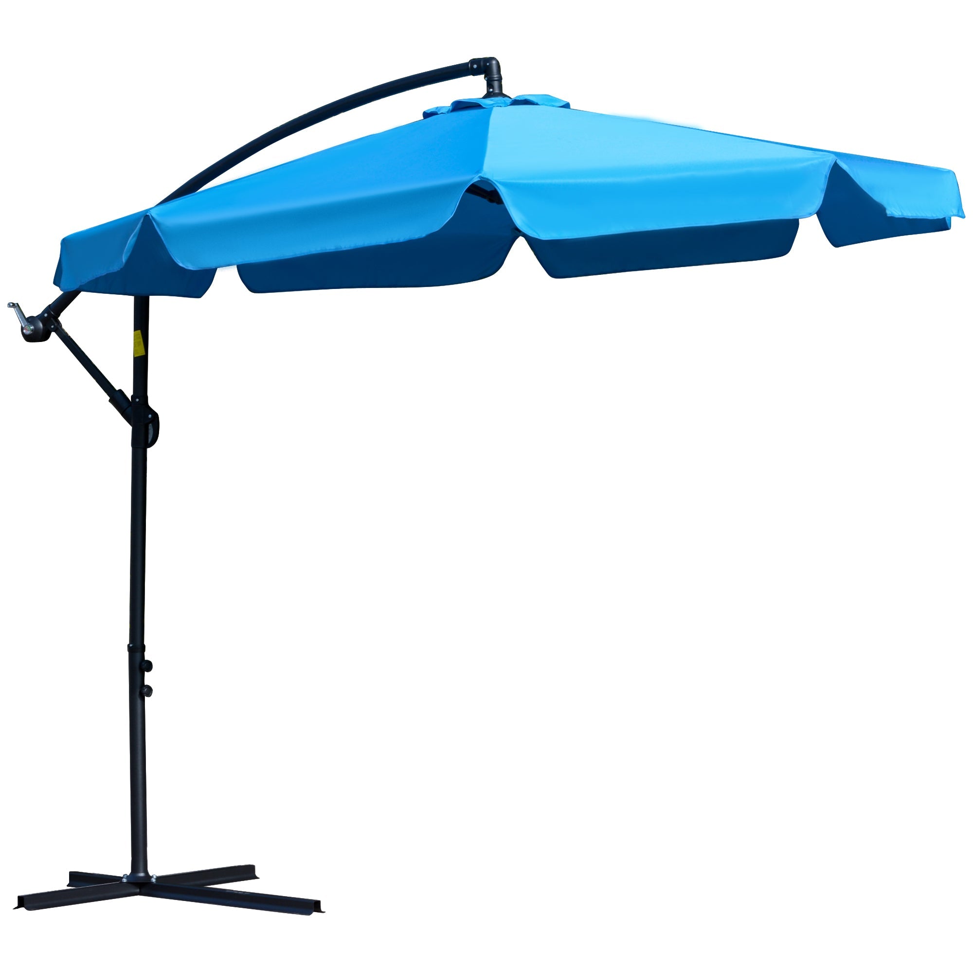 Outsunny 9FT Cantilever Patio Umbrella: Offset Design with Easy Tilt, Cross Base & 8 Ribs for Outdoor Shade, Blue 