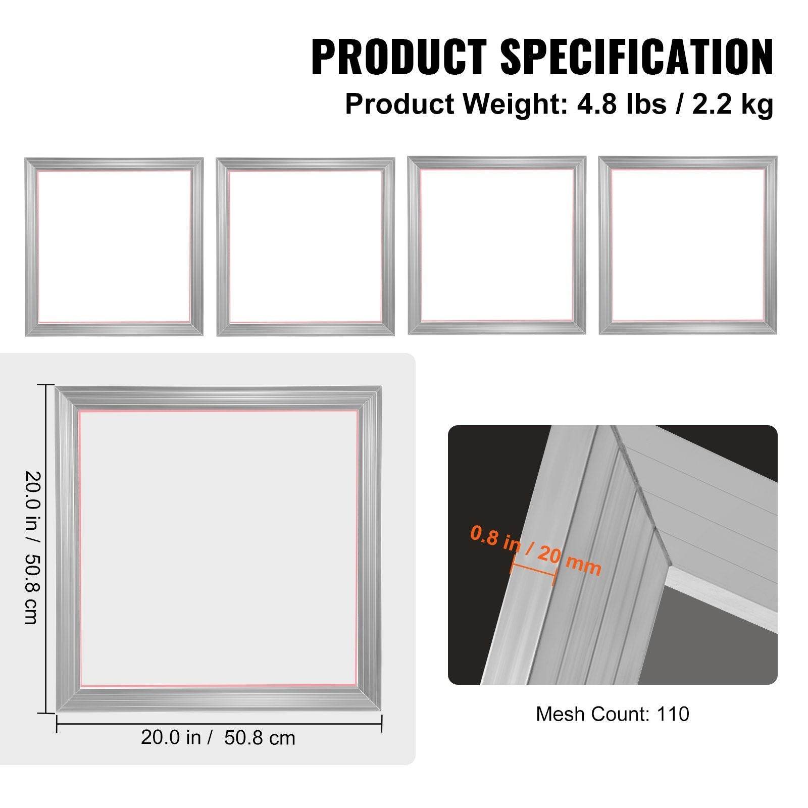 Screen Printing Kit, 4 Pieces Aluminum Silk Screen Printing Frames 