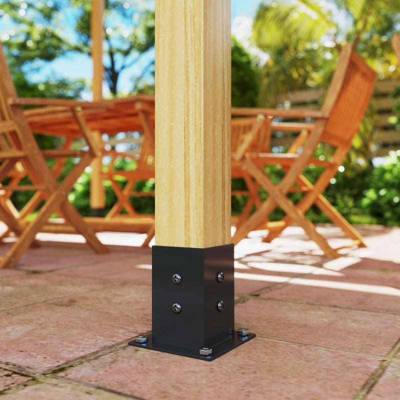 Pergola Kit, 15° Slanted Pergola Bracket Kit with 3-Way Brackets, Post Bases, Wall Mounts for 3.6" X 3.6" Lumber, Black