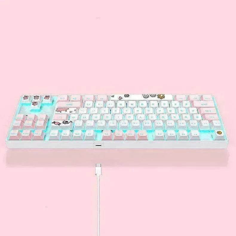 87 Key Rgb Light Effect Green Axis Portable Mechanical Keyboard 