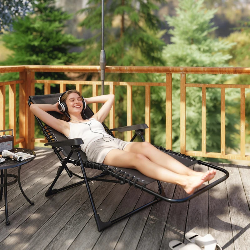 Folding Zero Gravity Chair, 5-Position Adjustable Outdoor Lounge Chair Recliner with Headrest, Black