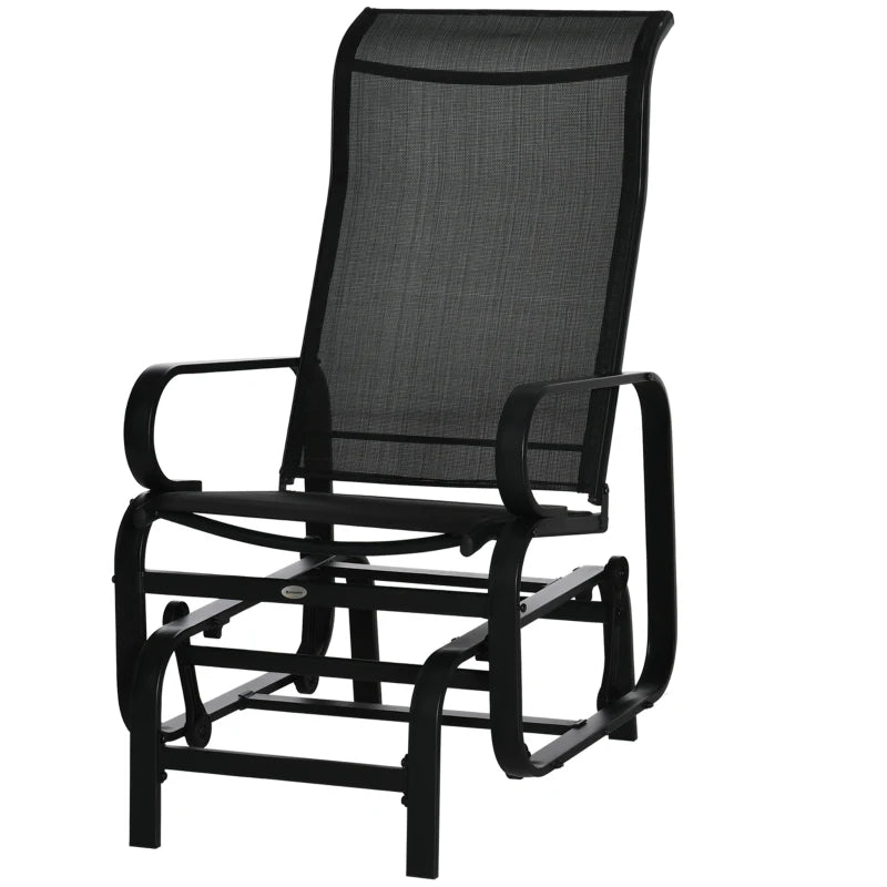 Patio Glider with Breathable Mesh Fabric, Outdoor Glider Chair, Garden Rocking Gliding Seat for Patio, Yard, Porch, Black