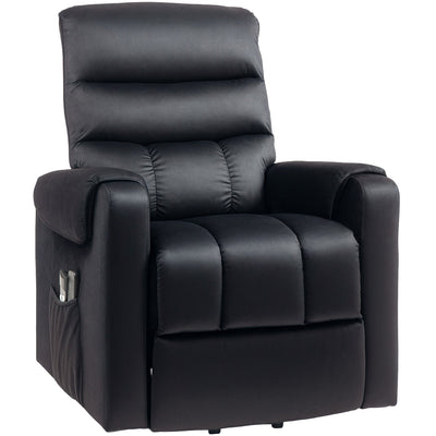 HOMCOM Lift Chair for Elderly, Massage Recliner Chair with 8 Vibration Points, Footrest, Remote Control, Side Pockets, Black 