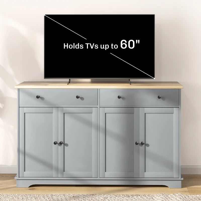 Modern Sideboard, Buffet Cabinet with Storage Drawers, Adjustable Shelves for Living Room, Dining Room, Entryway, Grey