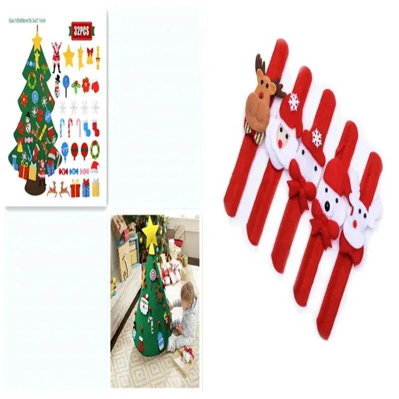 DIY Felt Christmas Tree New Year Toddler Kids Handmade Gift Toys Door Wall Hanging Ornaments Holiday Party Home Decor Set 