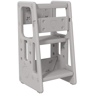 Qaba Kitchen Companion: Kids Adjustable Step Stool Tower for Counter Learning, Safe Standing Platform 