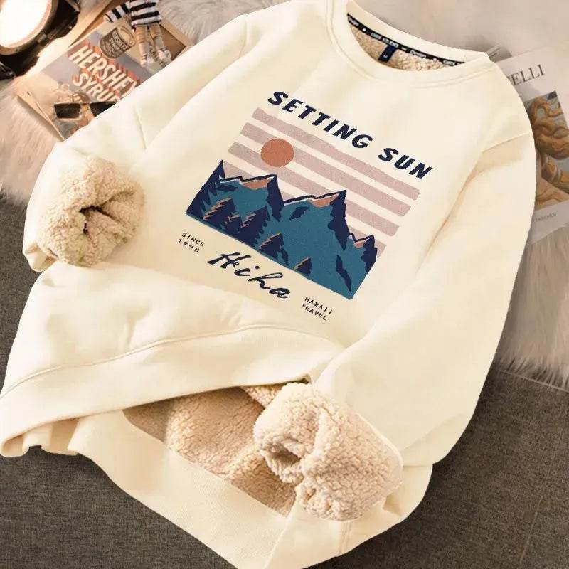 Autumn Winter Fleece-lined thick sweatshirt Pullover top for men 