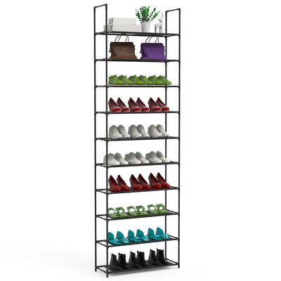 10 Tiers Shoe Rack Space-Saving 25-30Pairs Tall Shoe Shelf 23.03x10.82x72.83Inches Non-Woven Fabric Vertical Shoe Organizer For Hallway Entryway Close 