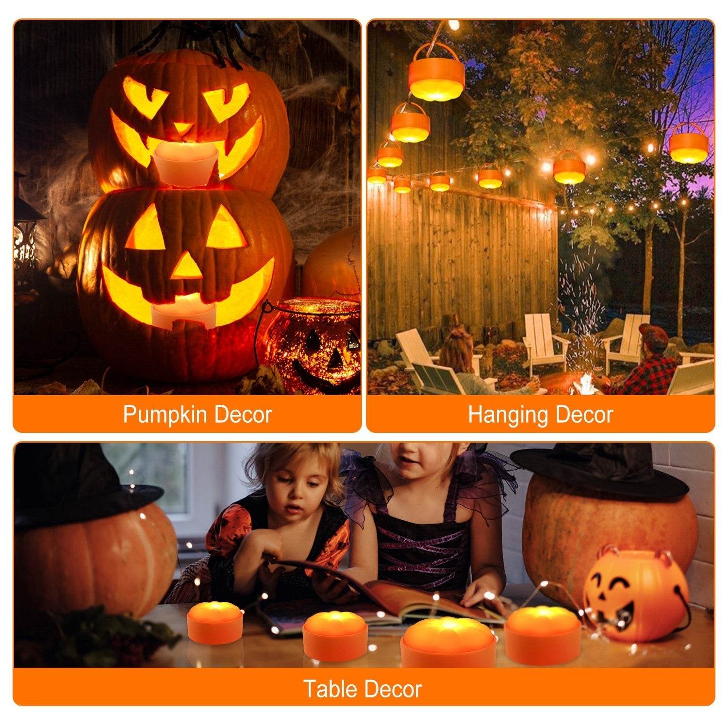 4 Pack Halloween LED Pumpkin Lights Battery Operated Halloween Decoration Lights With 2 Light Modes 4 Timer Setting Remorte Control For Party Pumpkin Decor 