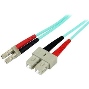 10m (30ft) LC/UPC to SC/UPC OM3 Multimode Fiber Optic Cable, Full Duplex 50/125 Zipcord, 100G, LSZH Fiber Jumper Cord