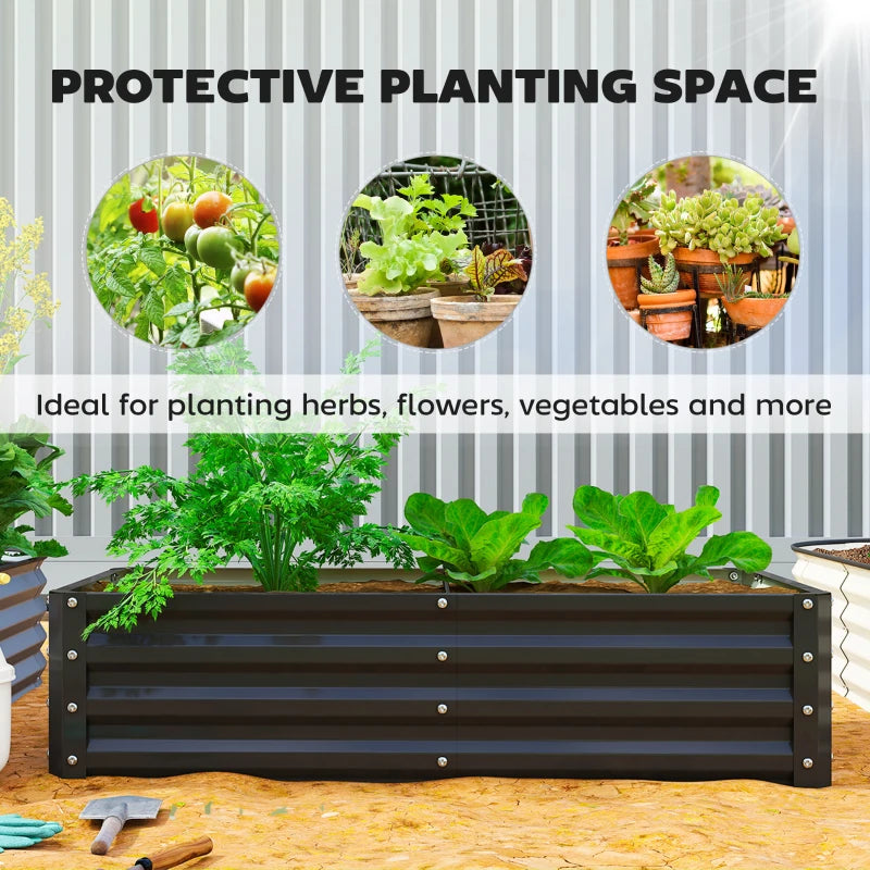 Galvanized Raised Garden Bed, Outdoor Planter Box for Vegetables, Flowers, Herbs, 4' x 2' x 1', Black