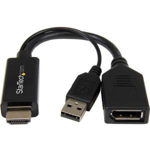 HDMI to DisplayPort Adapter - 4K 30Hz - HDMI to DisplayPort Converter - Compact HDMI to DP Adapter - USB-Powered