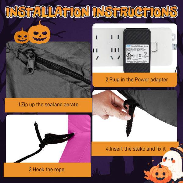 12ft Caped Pumpkin Man, Halloween Inflatable Decoration 12V 