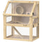 Wooden Hamster Cage, 3 Tier Gerbil Cage with Deep Bottom, Hut, Seesaw, Exercise Wheel, Ramps, 24